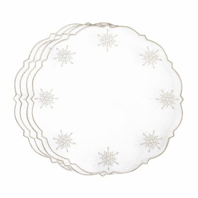 Linge de table textile - Brodé Sets de table Silver Stars - 4 pièces - ROSEBERRY HOME