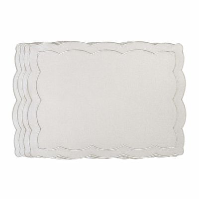 Linge de table textile - Brodé Sets de table Silver Onde - 4 pièces - ROSEBERRY HOME