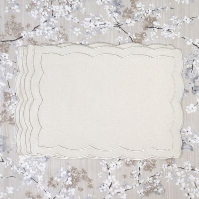 Table linen - Embroidered Placemats Silver Onde - 4 pieces - ROSEBERRY HOME
