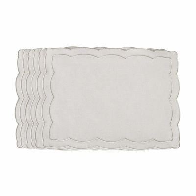 Linge de table textile - Brodé Sets de table Silver Onde - 6 pièces - ROSEBERRY HOME