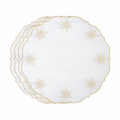 Table linen - Embroidered Placemats Golden Stars - 4 pieces - ROSEBERRY HOME