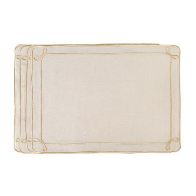 Linge de table textile - Brodé Sets de table Golden Bows - 4 pièces - ROSEBERRY HOME