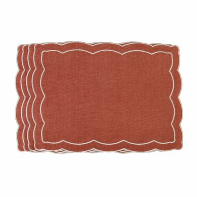 Linge de table textile - Brodé Sets de table Rust Onde - 4 pièces - ROSEBERRY HOME