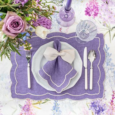 Linge de table textile - Brodé Sets de table Purple Onde - 6 pièces - ROSEBERRY HOME