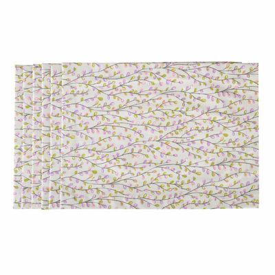 Table linen - Acrylic coated placemats Purple Catkins - 6 pieces - ROSEBERRY HOME