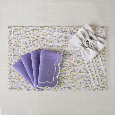 Linge de table textile - Acrylic coated Sets de table Purple Catkins - 6 pièces - ROSEBERRY HOME
