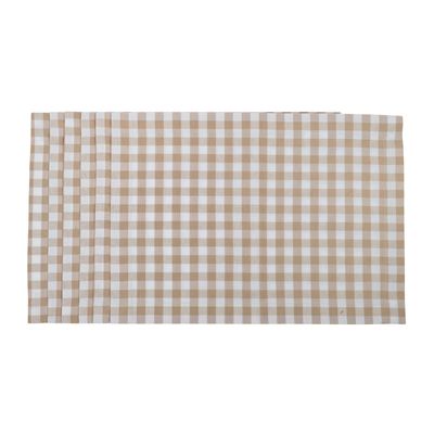 Table linen - Placemats Beige Gingham - 6 pieces - ROSEBERRY HOME