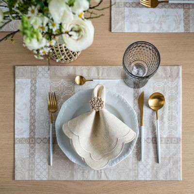 Linge de table textile - Acrylic coated Sets de table Beige Symphony - 6 pièces - ROSEBERRY HOME