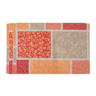 Table linen - Acrylic coated placemats Orange Symphony - 4 pieces - ROSEBERRY HOME