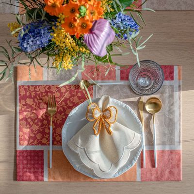 Table linen - Acrylic coated placemats Orange Symphony - 6 pieces - ROSEBERRY HOME
