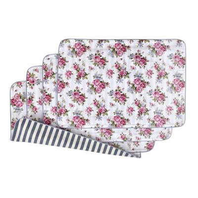 Sets de table - Sets de table both sides Rose Garden & Stripes - 4 pièces - ROSEBERRY HOME