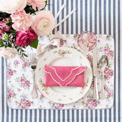 Linge de table textile - Sets de table both sides Rose Garden & Stripes - 4 pièces - ROSEBERRY HOME