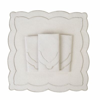 Table linen - Embroidered Napkins Silver Onde - 4 pieces - ROSEBERRY HOME