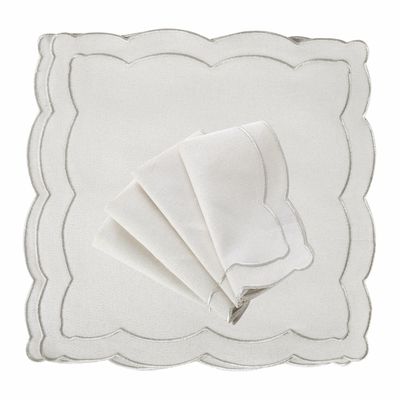 Table linen - Embroidered Napkins Silver Onde - 6 pieces - ROSEBERRY HOME