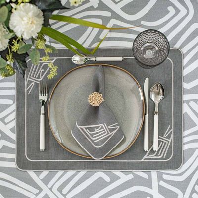 Linge de table textile - Brodé Serviette de tables Infinity - 4 pièces - ROSEBERRY HOME