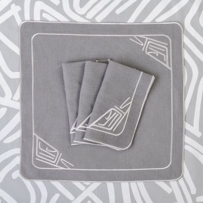Table linen - Embroidered Napkins Infinity - 6 pieces - ROSEBERRY HOME