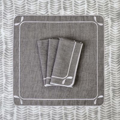 Linge de table textile - Brodé Serviette de tables Dragonfly - 4 pièces - ROSEBERRY HOME
