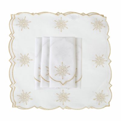 Table linen - Embroidered Napkins Golden Stars - 6 pieces - ROSEBERRY HOME