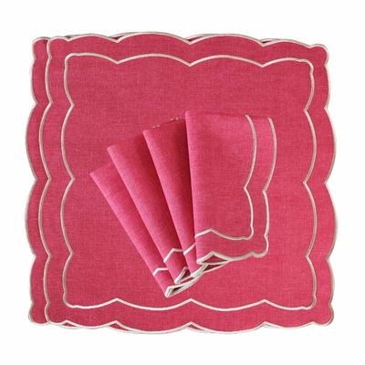 Placemats - Magenta Onde Embroidered Napkins – Wave-Inspired French Style - ROSEBERRY HOME