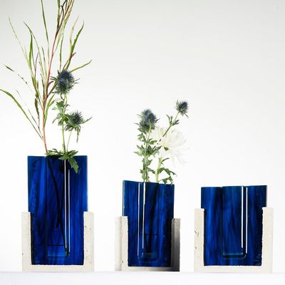 Verre d'art - Vases triptyque ROARING FORTIES - sculpture florale - AURORE BOUTER