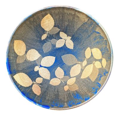 Céramique - Grande coupe hêtre bleue - CÉRAMIQUE HELENE RAYMOND