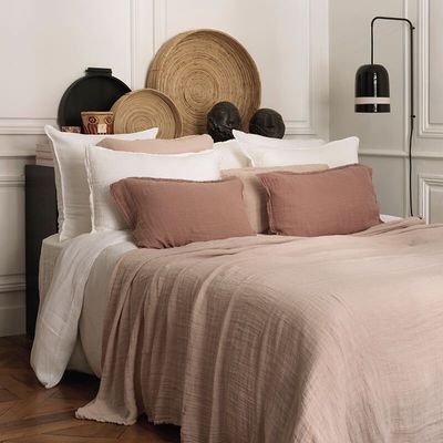 Bed linens - Gaspard Nude embossed washed linen bedspread - MAISON D'ÉTÉ