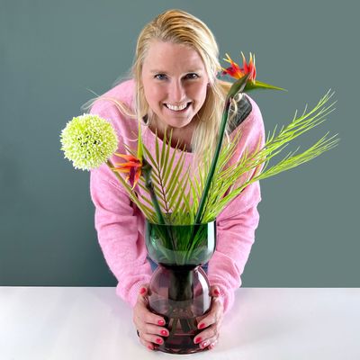 Vases - Vase à Retournement de Taille Moyenne Vert et Rose - 24 x 12 x 12 cm - CLOUDNOLA