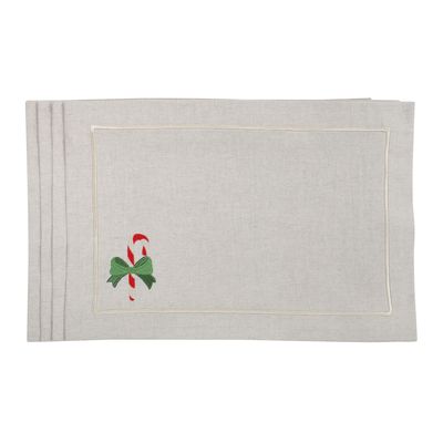 Placemats - Embroidered Placemats Candy Cane Mirha - 4 pieces - ROSEBERRY HOME
