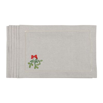 Linge de table textile - Brodé Sets de table Mistletoe Mirha - 6 pièces - ROSEBERRY HOME