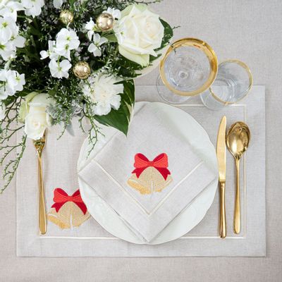 Linge de table textile - Brodé Sets de table Jingle Bells Mirha - 4 pièces - ROSEBERRY HOME