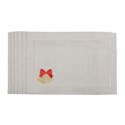 Linge de table textile - Brodé Sets de table Jingle Bells Mirha - 6 pièces - ROSEBERRY HOME