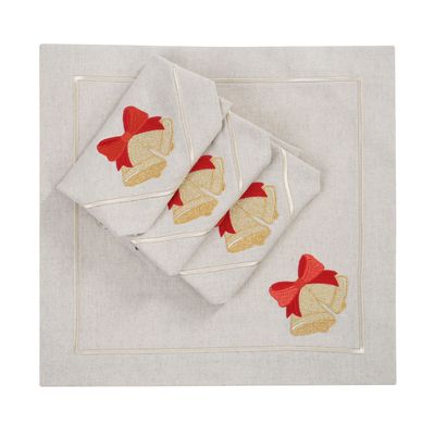 Table linen - Embroidered Napkins Jingle Bells Mirha - 4 pieces - ROSEBERRY HOME