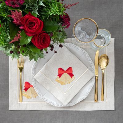 Table linen - Embroidered Napkins Jingle Bells Mirha - 4 pieces - ROSEBERRY HOME