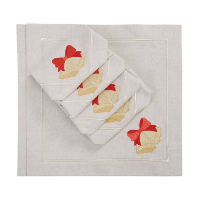 Table linen - Embroidered Napkins Jingle Bells Mirha - 6 pieces - ROSEBERRY HOME