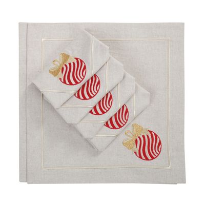 Linge de table textile - Brodé Serviette de tables Christmas Bauble Mirha - 6 pièces - ROSEBERRY HOME