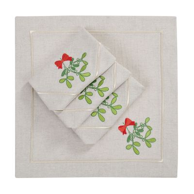 Table linen - Embroidered Napkins Candy Cane Mirha - 4 pieces - ROSEBERRY HOME