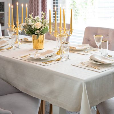 Table linen - Embroidered Placemats Christmas Bauble Goldenline - 6 pieces - ROSEBERRY HOME