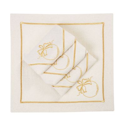 Linge de table textile - Brodé Serviette de tables Christmas Bauble Goldenline - 4 pièces - ROSEBERRY HOME