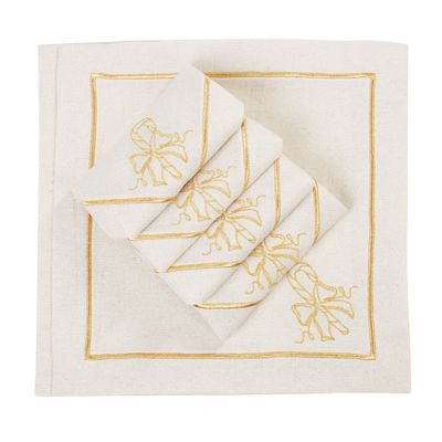 Linge de table textile - Brodé Serviette de tables Candy Cane Goldenline - 6 pièces - ROSEBERRY HOME