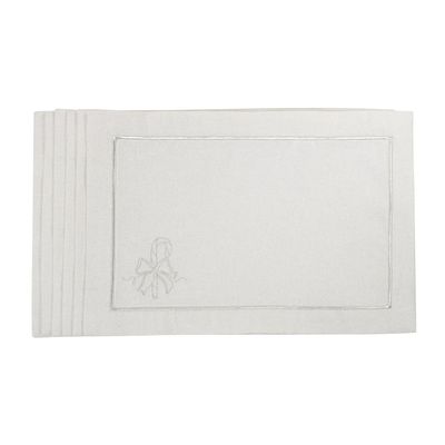 Linge de table textile - Brodé Sets de table Candy Cane Silverline - 6 pièces - ROSEBERRY HOME