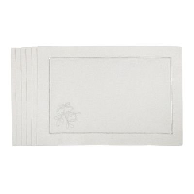 Linge de table textile - Brodé Sets de table Mistletoe Silverline - 6 pièces - ROSEBERRY HOME