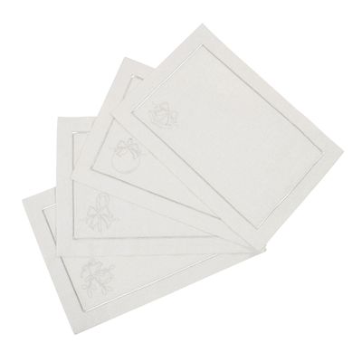 Linge de table textile - Embroidered Placemats Christmas Silverline - 4 pieces - ROSEBERRY HOME