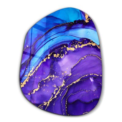 Autres décorations murales - Marbre violet et bleu Art mural en verre de la collection Amorphe 88CMX68CM - ARTDESIGNA