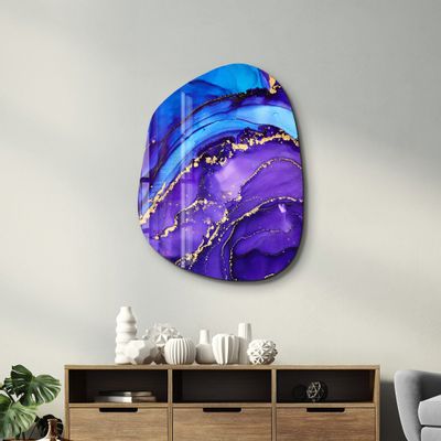 Other wall decoration -  Purple and Blue Marble Amorphous Collection Glass Wall Art  88CMX68CM - ARTDESIGNA