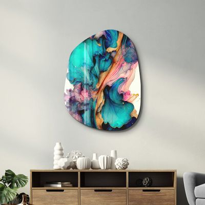Autres décorations murales -  Dance of Watercolors Amorphous Collection Glass Wall Art  88CMX68CM - ARTDESIGNA