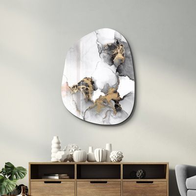 Autres décorations murales -  Marbre avec poussière dorée Art mural en verre de la collection Amorphe 88CMX68CM - ARTDESIGNA