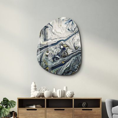 Autres décorations murales -  Gold and Ink Amorphous Collection Glass Wall Art  88CMX68CM - ARTDESIGNA