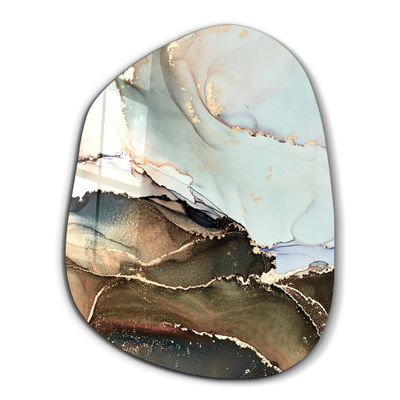 Other wall decoration - Marble Brown and Light Blue Amorphous Collection Glass Wall Art 88CMX68CM - ARTDESIGNA