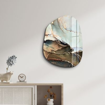 Autres décorations murales -  Marbre marron et bleu clair Art mural en verre de la collection Amorphe 88CMX68CM - ARTDESIGNA