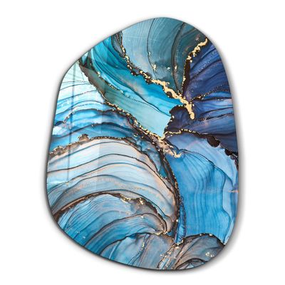 Autres décorations murales - Marbre bleu Art mural en verre de la collection Amorphe 88CMX68CM - ARTDESIGNA